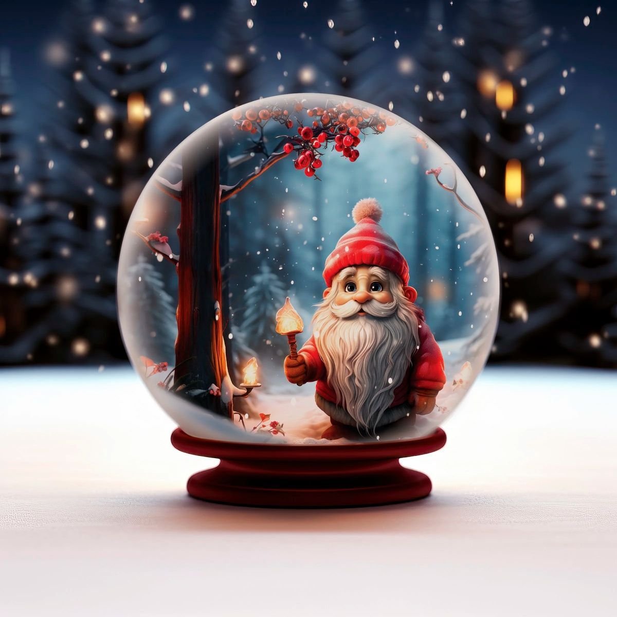 Holiday snowglobe package design rendering