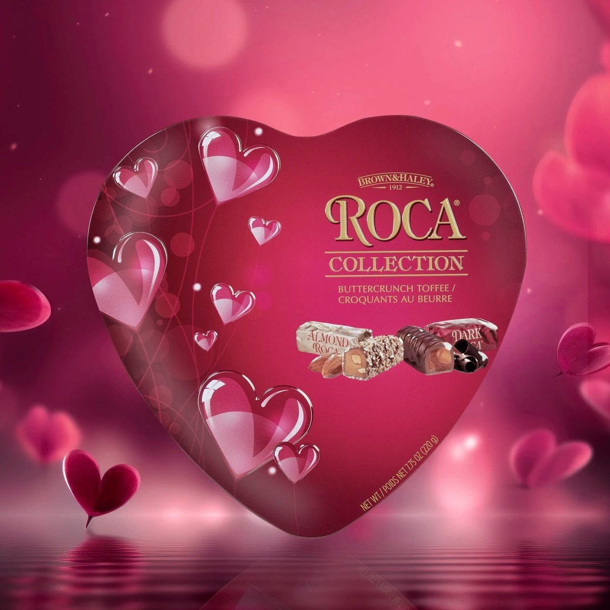 Valentine's Day themed tin package design & ad imagery