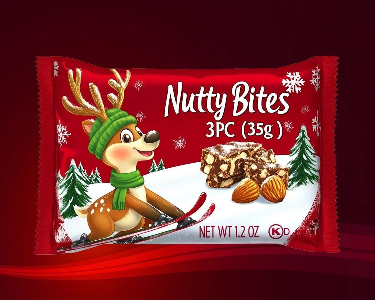 Whimsical holiday themed package design on film