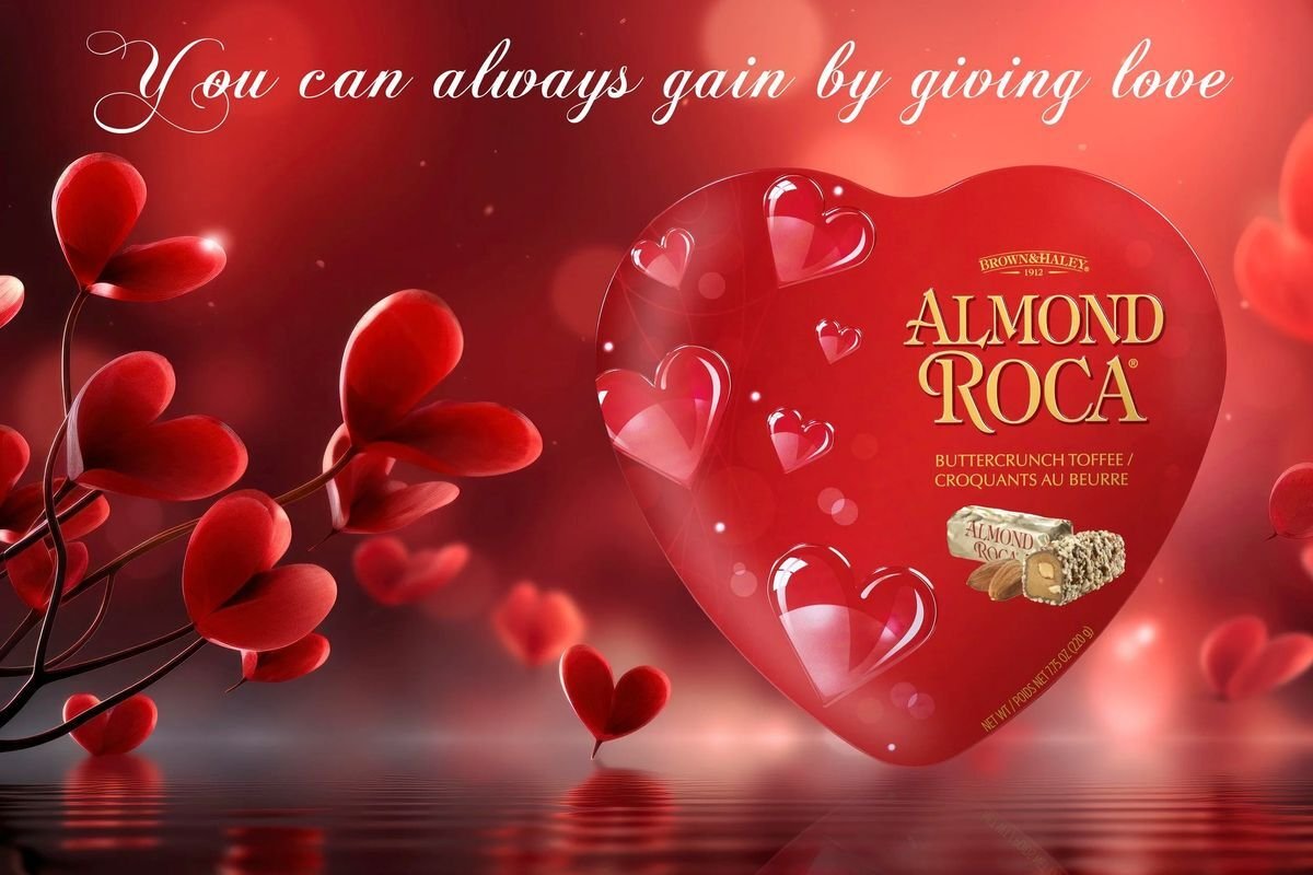 Valentine's Day themed tin package design & ad imagery